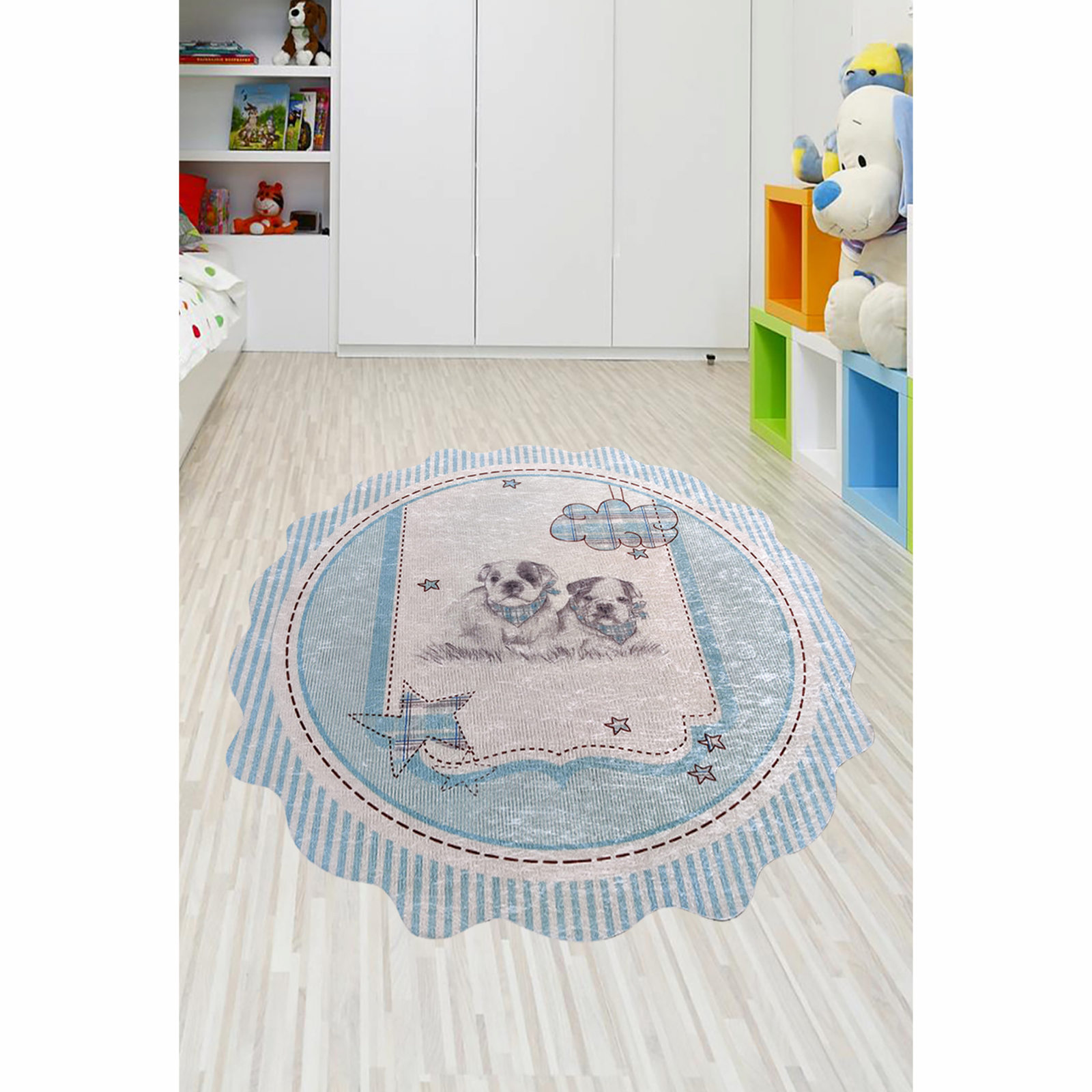 Karaca Home Circle Genç Doggy Baskılı Halı 100x100cm