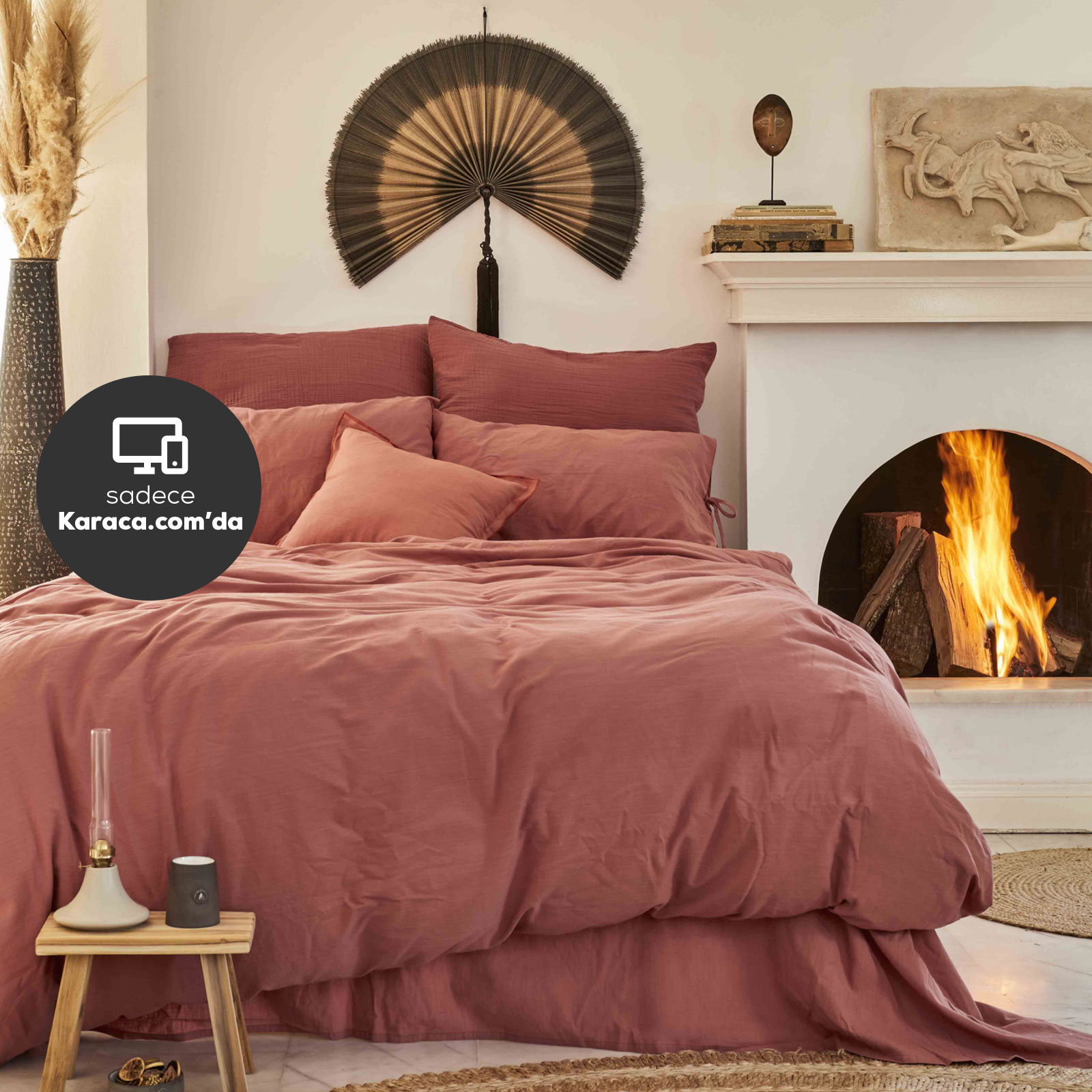 Karaca Home 4 Element Terracotta %100 Pamuk Çift Kişilik Nevresim Takımı Ateş