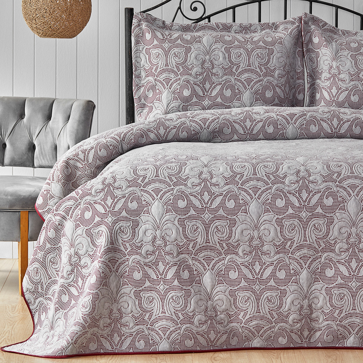 Karaca Home Clemence BejBordo Çift Taraflı Çift Kişilik