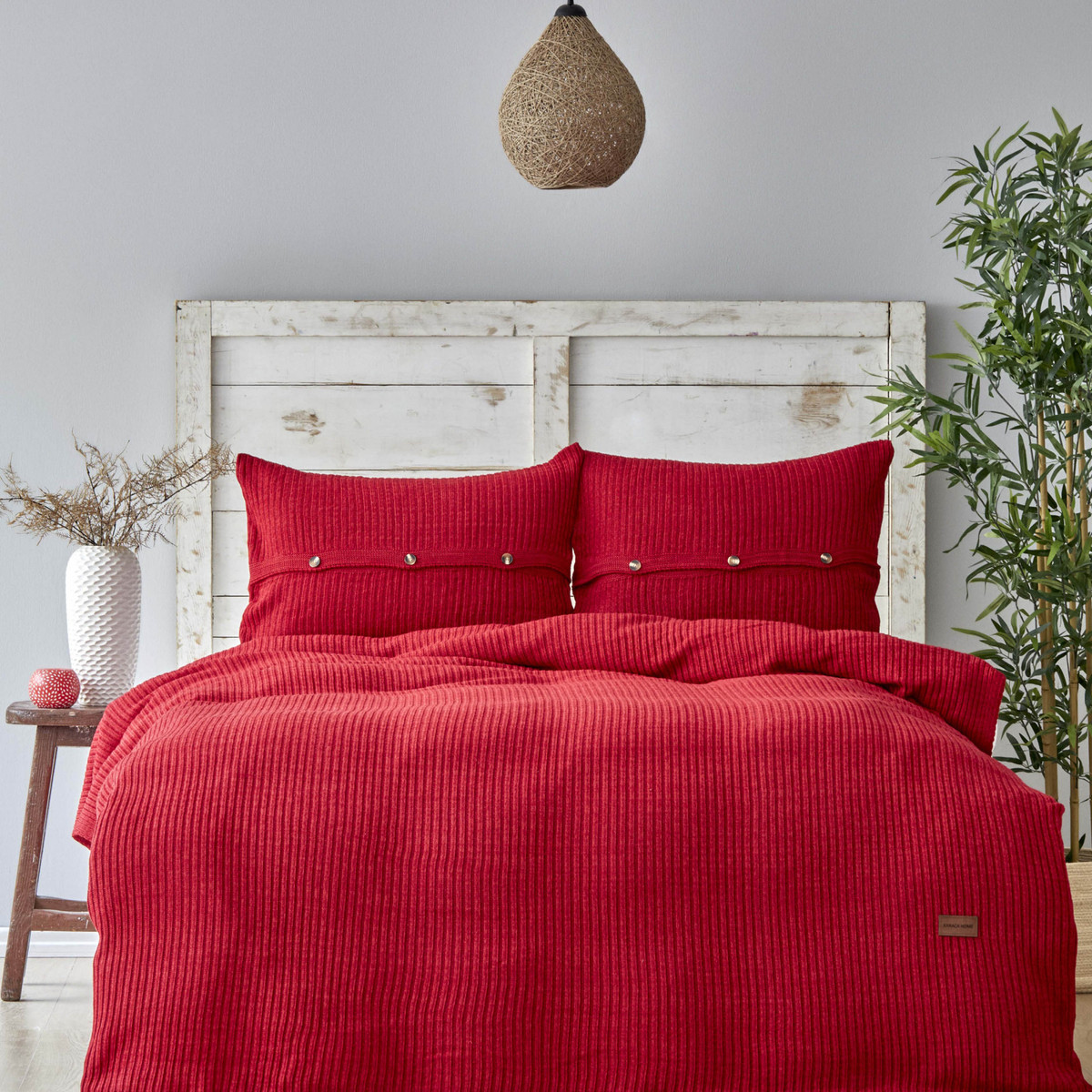 Karaca Home Coline Kırmızı Tek Kişilik Triko Yatak Örtüsü Seti Karaca