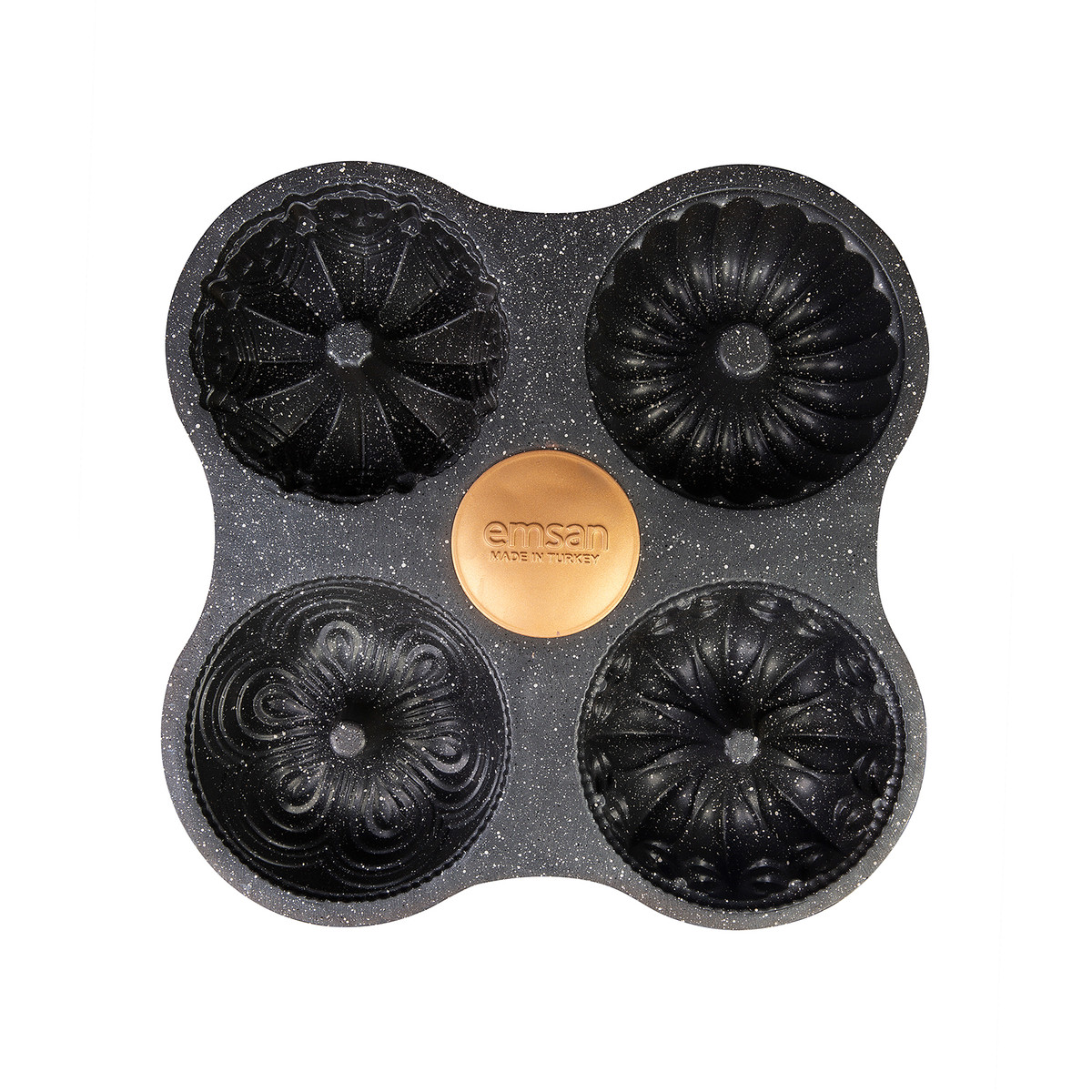 Emsan One Four 4�lü Döküm Kek Kalıbı Gold 29x29 cm Emsan