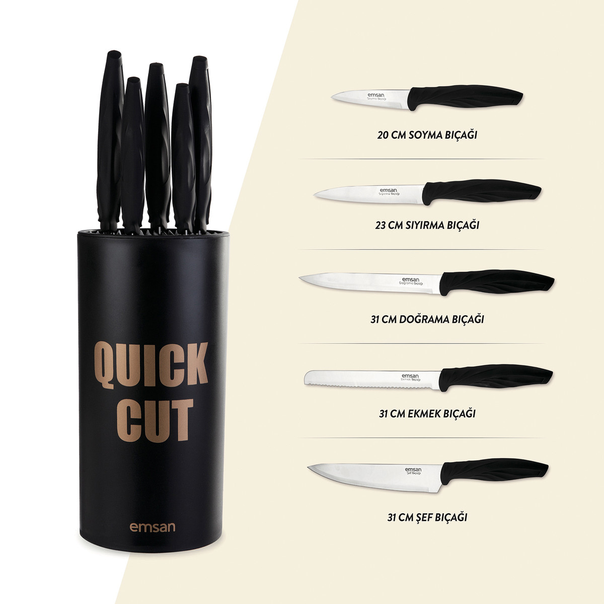 Emsan Quick Cut 6 Parça Bıçak Seti Emsan