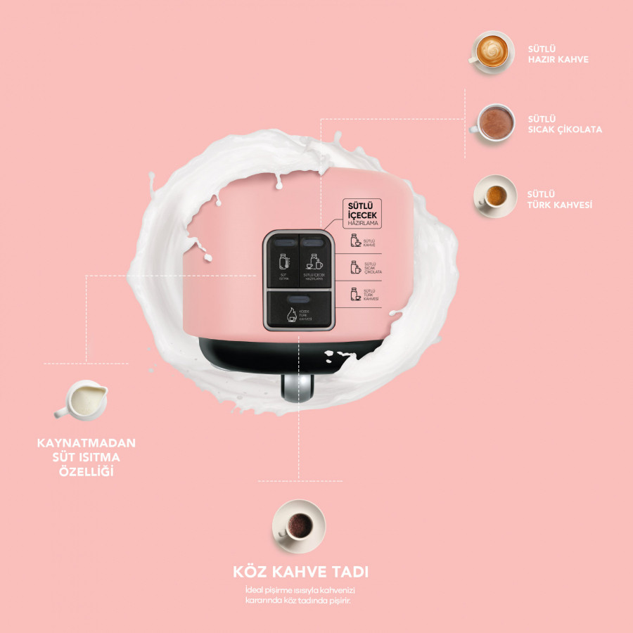 Karaca Hatır Mod Sütlü Türk Kahve Makinesi Grape Pink Karaca Home