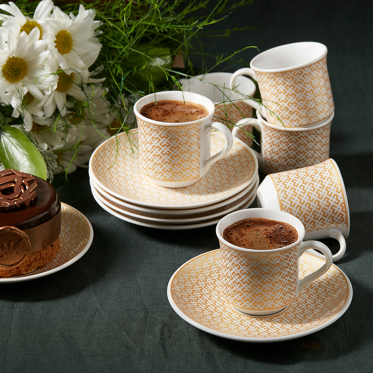 Apricot Vivi Bronz 6 Kişilik Kahve Fincanı Takımı Karaca Home