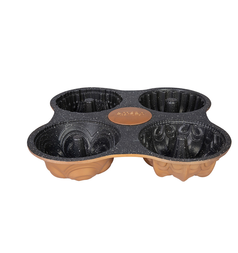 Emsan One Four 4�lü Döküm Kek Kalıbı Gold 29x29 cm Cookplus