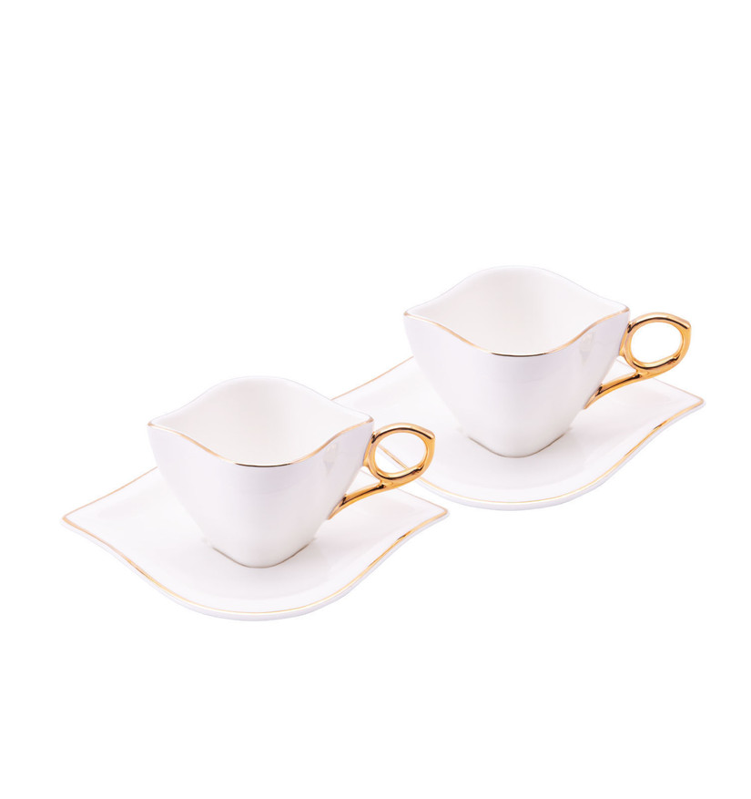Emsan Sonsuz Aşk 2 Kişilik Kahve Fincan Takımı Beyaz Gold Cookplus