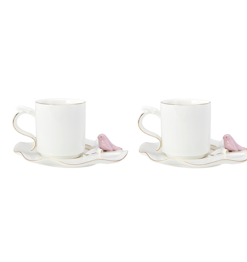 Karaca Lucca Birds 2 Kişilik Çay Fincan Seti Pembe Cookplus