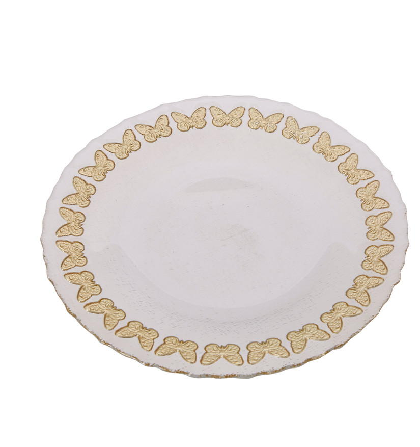 Karaca Kelebek Cam Pasta Tabağı Altın 21 Cm Cookplus